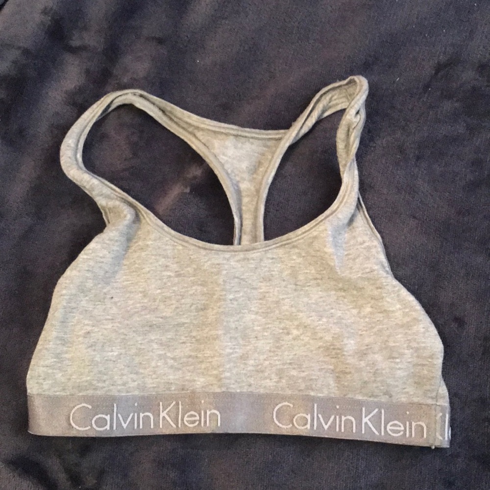 Gray sports bra